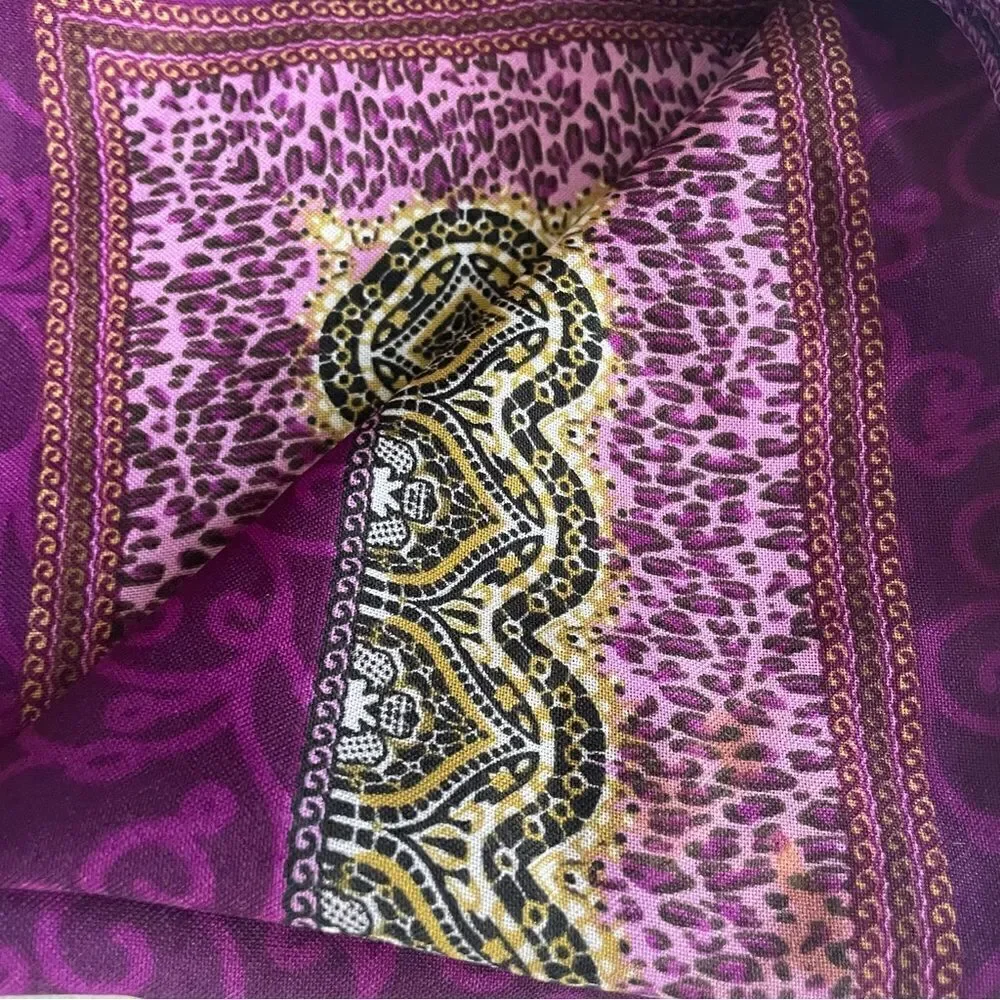 Bahadir Purple Leopard Border Scarf